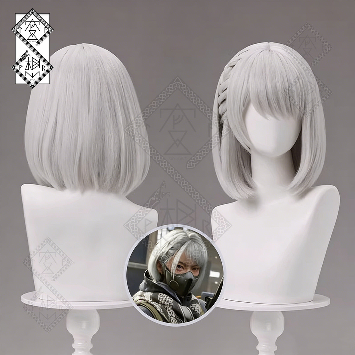 Delta Force Mai Xiaowen Original Skin Cosplay Wig Ink Gradient Ponytail Heat Resistant(Original Skin Ver.1)
