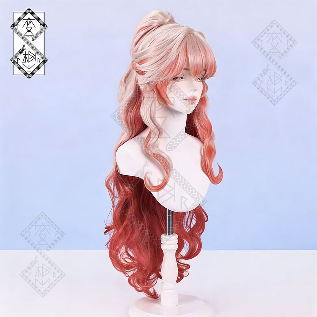 Arknights Haruka Cosplay Wig Gradient Wavy Curly Hair Heat Resistant Synthetic