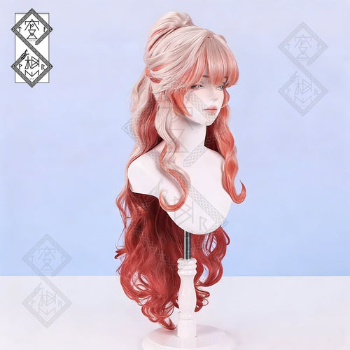Arknights Haruka Cosplay Wig Gradient Wavy Curly Hair Heat Resistant Synthetic