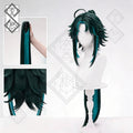 Genshin Impact Xiao Cosplay Wig – Custom Colored Middle Part Ponytail, Fluffy Top Standard Style with Hair Clip Ponytail (Free Wig Cap), Heat-Resistant Synthetic Hair(Standard Style + Claw Clip Ponytail Ver.2)