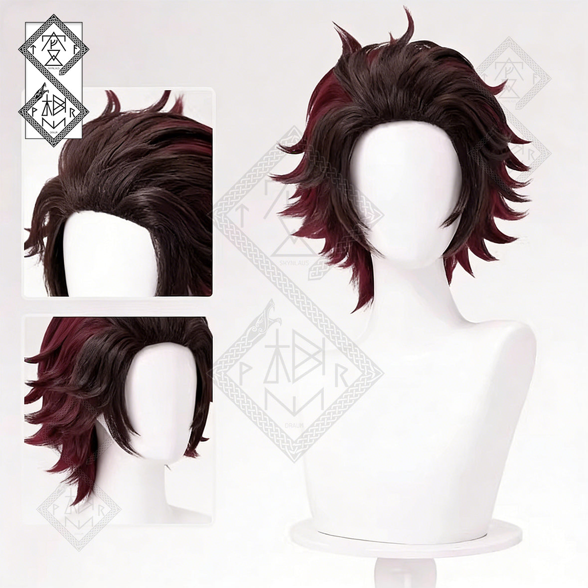 Demon Slayer Tanjiro Nezuko Cosplay Wig – Tanjiro Wig Short Anime Wig | Kimetsu no Yaiba Cosplay Hair Heat Resistant Synthetic Wig for Halloween(Ver.1)