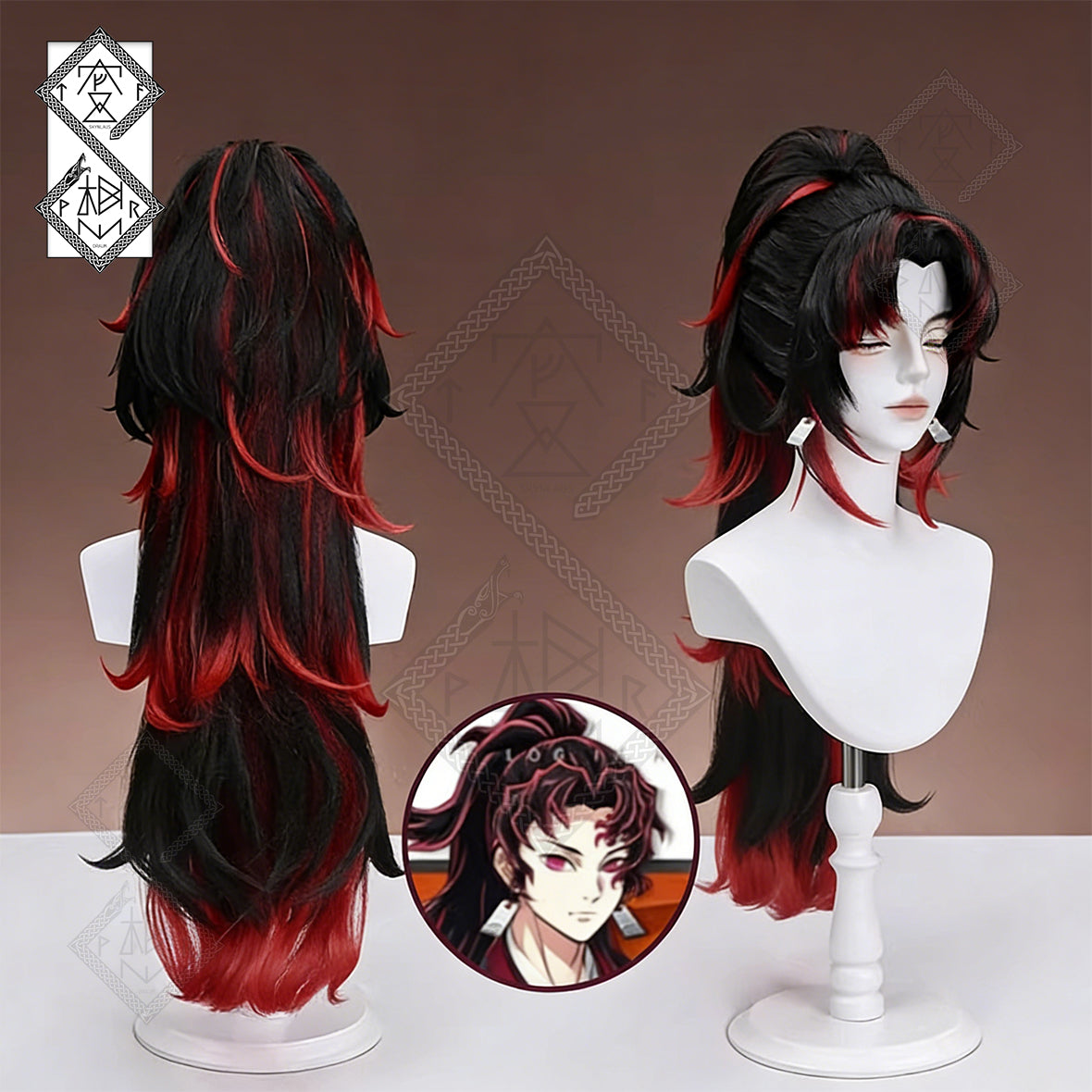 Demon Slayer Yoriichi Tsugikuni Cosplay Wig – Anime Wig with Front Hair & Tiger-Claw Clip