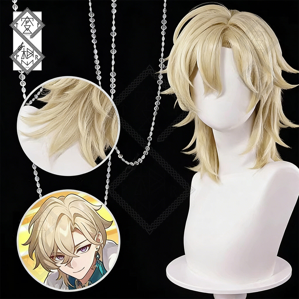Honkai: Star Rail Aventurine Cosplay Wig – Layered Mullet Wolf Cut Short Hair Anime Wig
