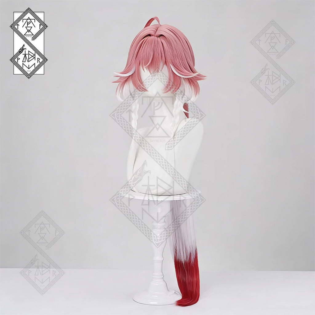 Wuthering Waves Changli Cosplay Wig – Long Gradient Split Ponytail with Clip, Center Part Anime Game Costume Wig