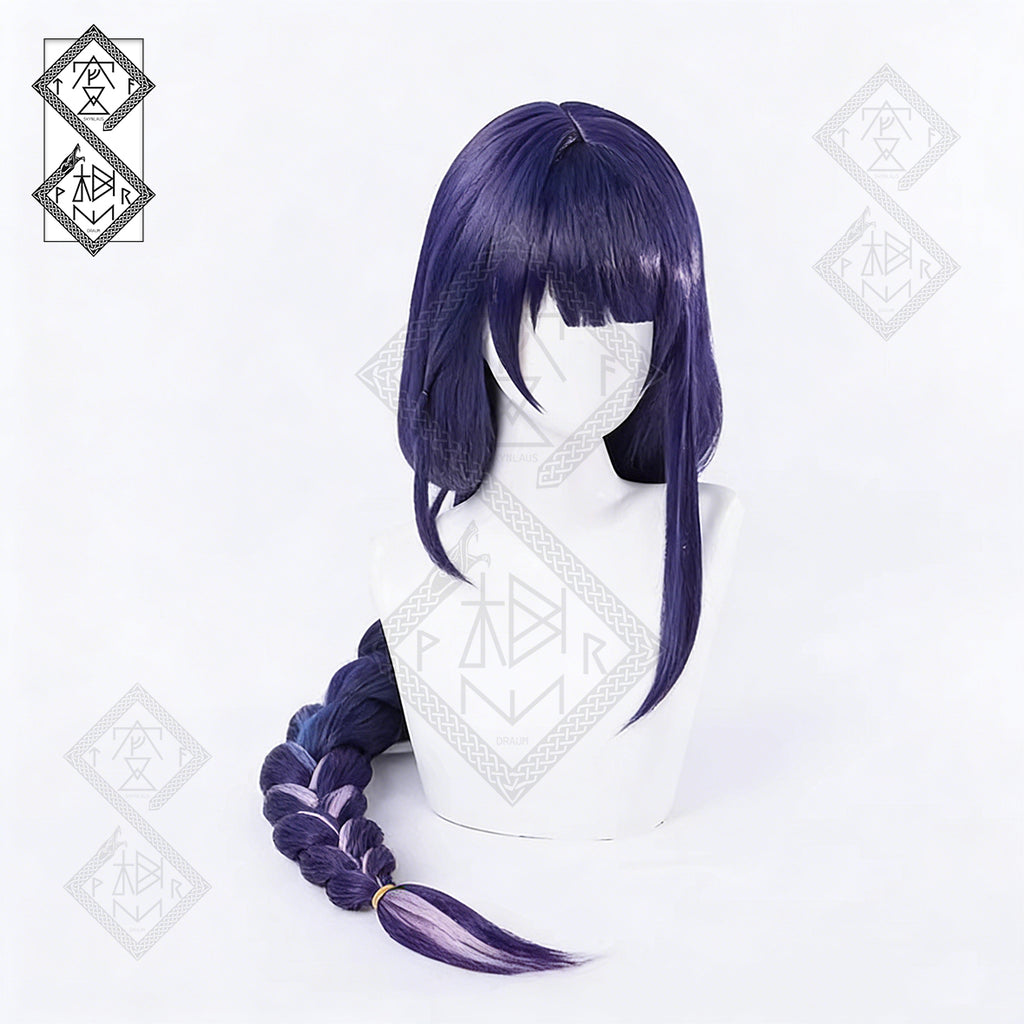 Genshin Impact Raiden Shogun Cosplay Wig – Long Purple Braided Anime Wig