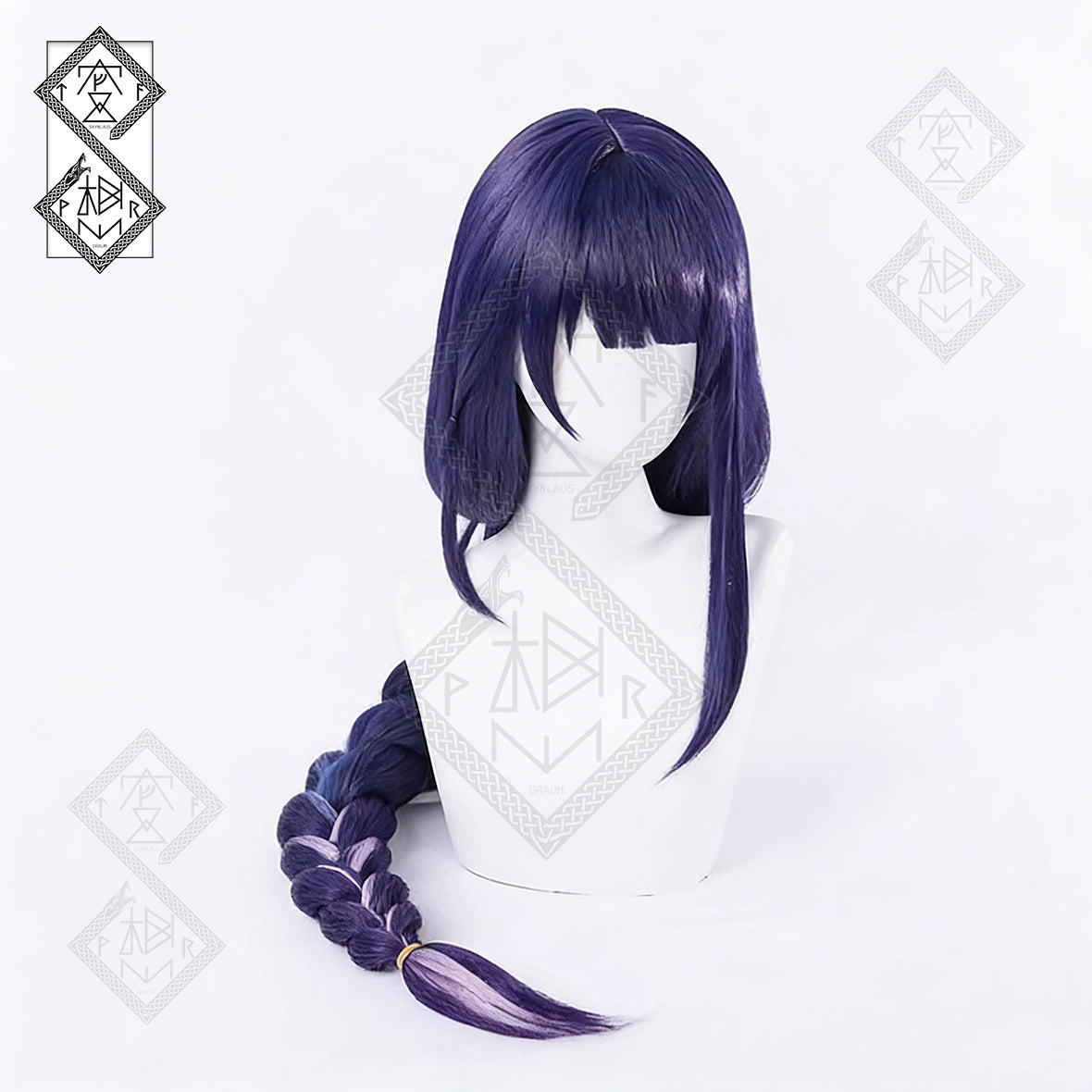 Genshin Impact Raiden Shogun Cosplay Wig – Long Purple Braided Anime Wig