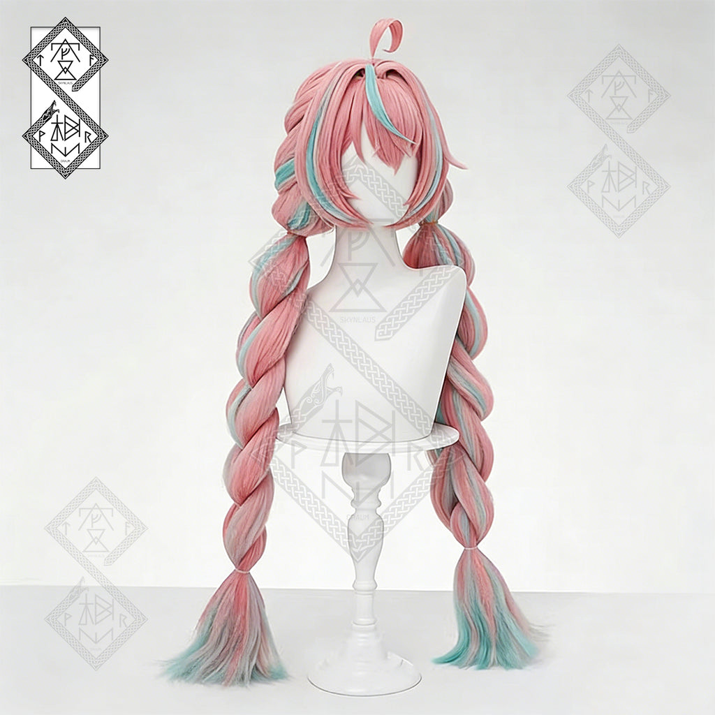 Genshin Impact Varesa Cosplay Wig – Twin Tail Braided Anime Wig with Volume