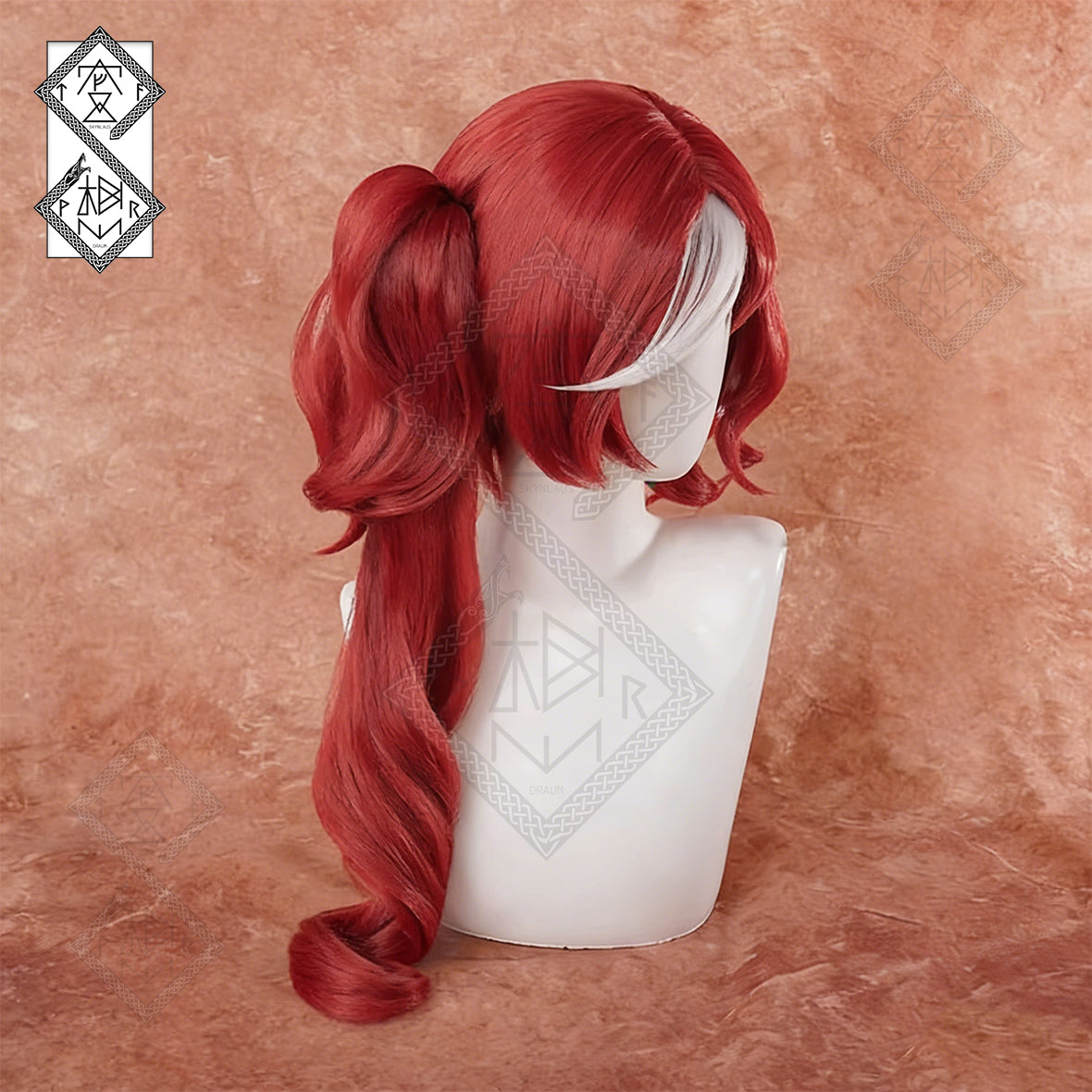 Identity V Priestess Cosplay Wig – Split Curly Ponytail Witch Style Anime Wig (Crimson Ver.)