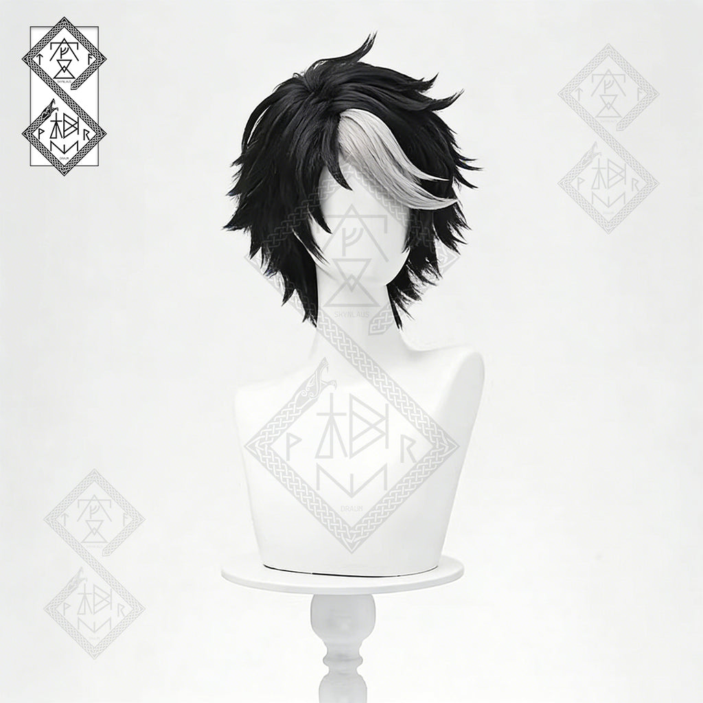 Identity V Seer Noir Cosplay Wig – Black White Short Teased Anime Wig