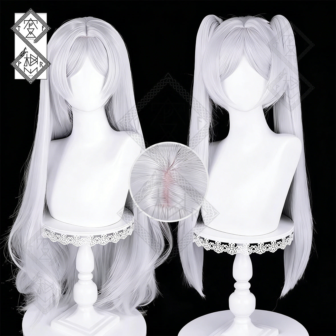 Frieren Beyond Journey's End Frieren Cosplay Wig – Long Straight Hair with Ponytail, Realistic Hairline, Heat Resistant(Style 1 - Tied Hairstyle)