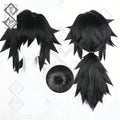 Demon Slayer Giyu Tomioka Cosplay Wig – Thick Fluffy Heat-Resistant Synthetic Hair, Easy Styling, Curled Ends, Anime Costume Wig (Version 2 Optional) Style 2 – Scalp Top