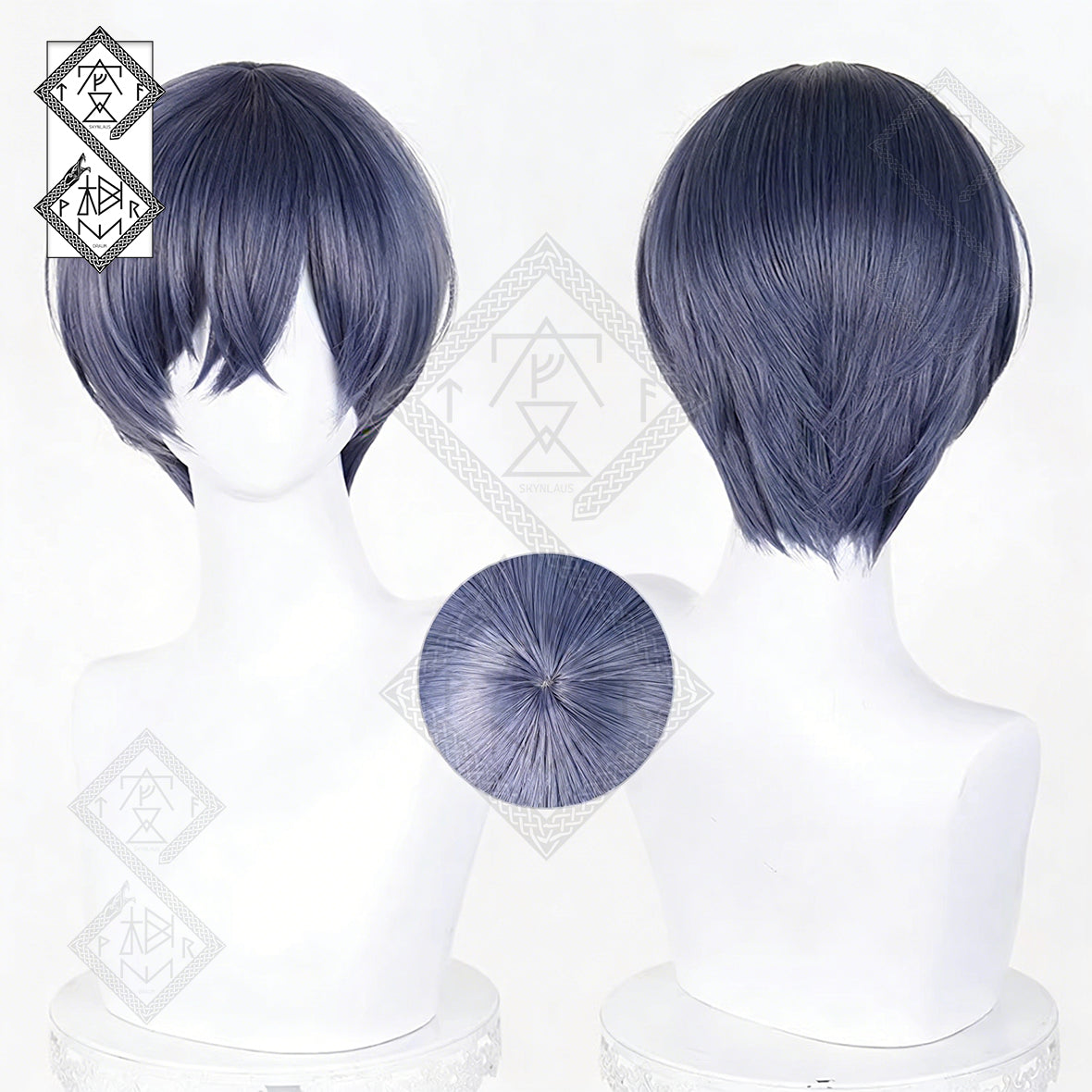 Ciel Phantomhive Cosplay Wig Black Butler Blue Gray Mixed Color Anime Wig Heat Resistant Synthetic Hair(Short Hair Ver.2)