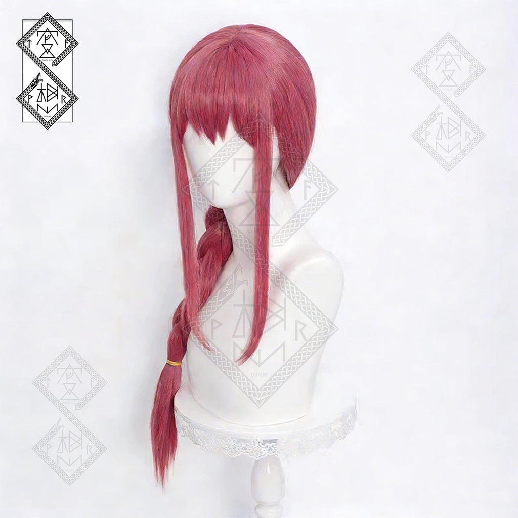 Makima Cosplay Wig – Chainsaw Man Red Braided Anime Wig Heat Resistant for Costume & Halloween