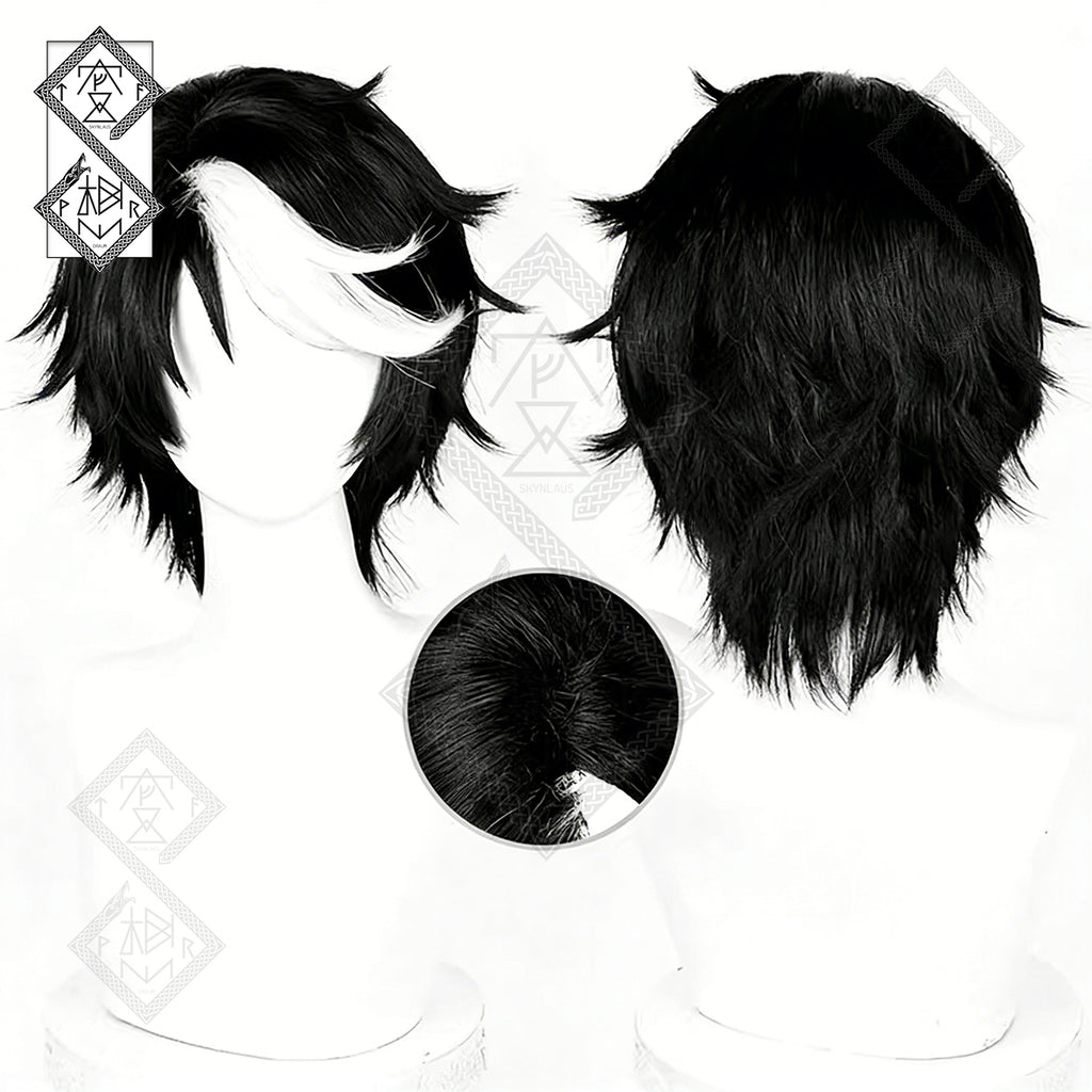 Seer Noir Cosplay Wig – Black & White Gradient Top Hair Identity V Under Truth(Ver.1 Fluffy Top)