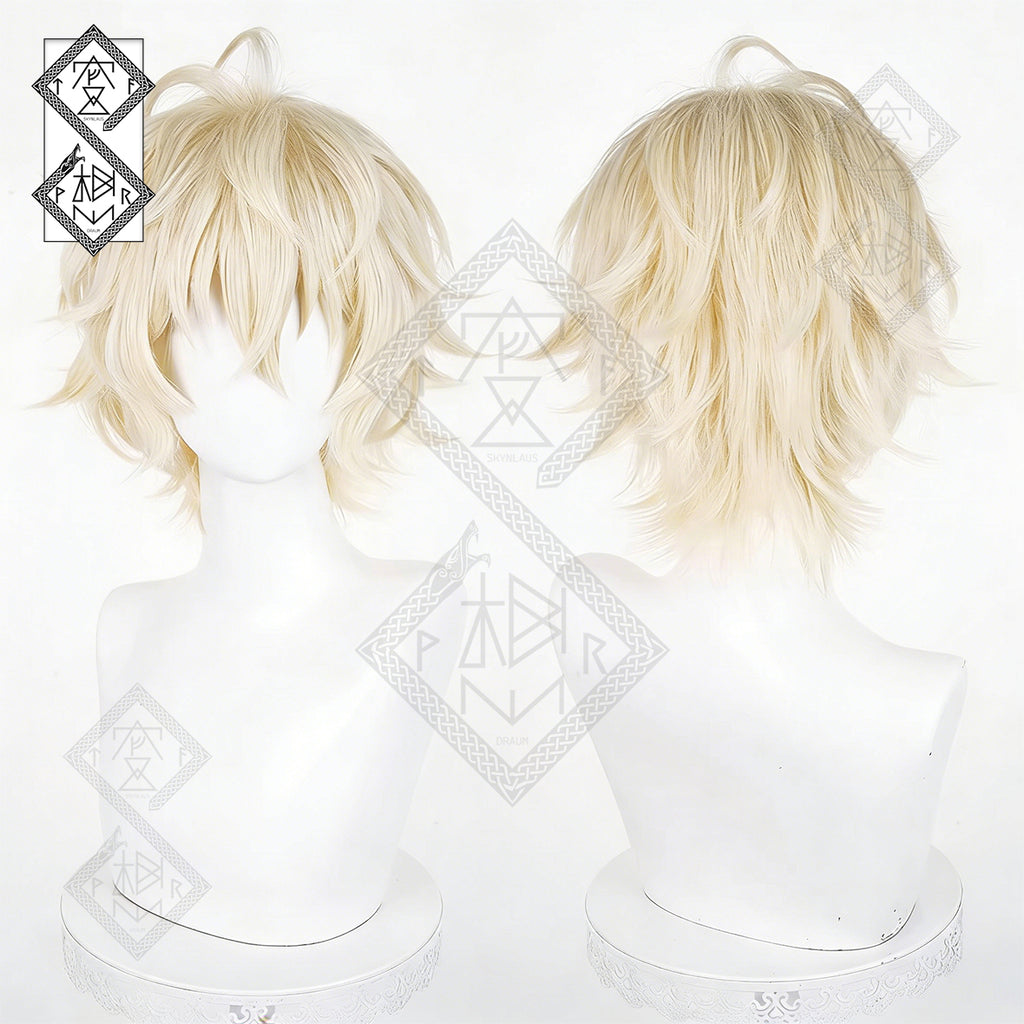 Seraph of the End Mikaela Hyakuya Cosplay Wig – Light Blonde Flipped Anime Hair, 2 Versions(Ver.1 Fluffy Top)