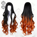 Demon Slayer Nezuko Kamado Cosplay Wig – Black to Brown-Yellow Curly Hair(Ver.2 Dyed Version)