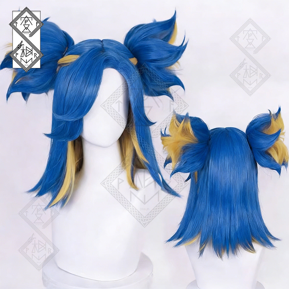 Valorant Neon Cosplay Wig – Half-Up Hair with Flower-Shaped Ponytail Clipped at Scalp, Heat Resistant Synthetic Hair for Cosplay