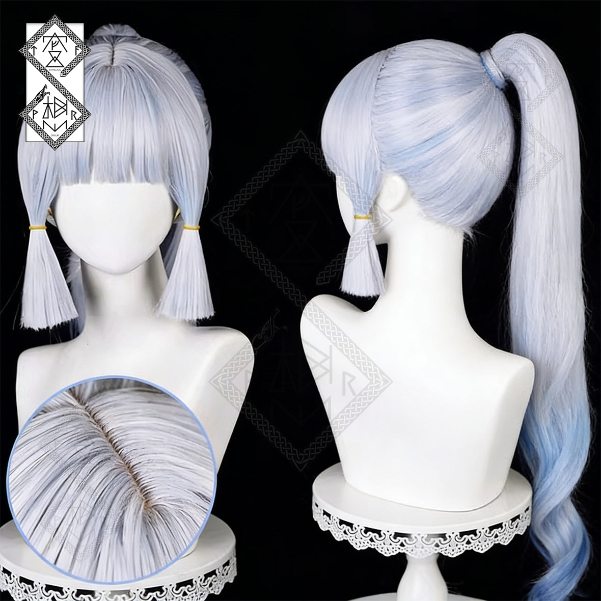 Kamisato Ayaka Cosplay Wig Genshin Impact – Ponytail Base Wig with Hair Clip Heat Resistant Anime Wig(Ponytail Base Wig Ver.2)