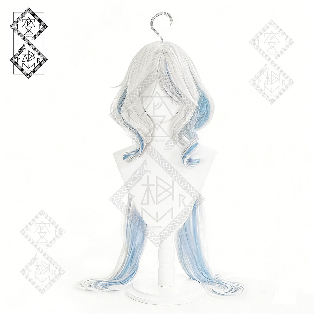 Genshin Impact Furina Cosplay Wig Focalors Hydro Archon Long Blue Gradient Hair Heat Resistant Costume Wig(Style 1 White Wig)