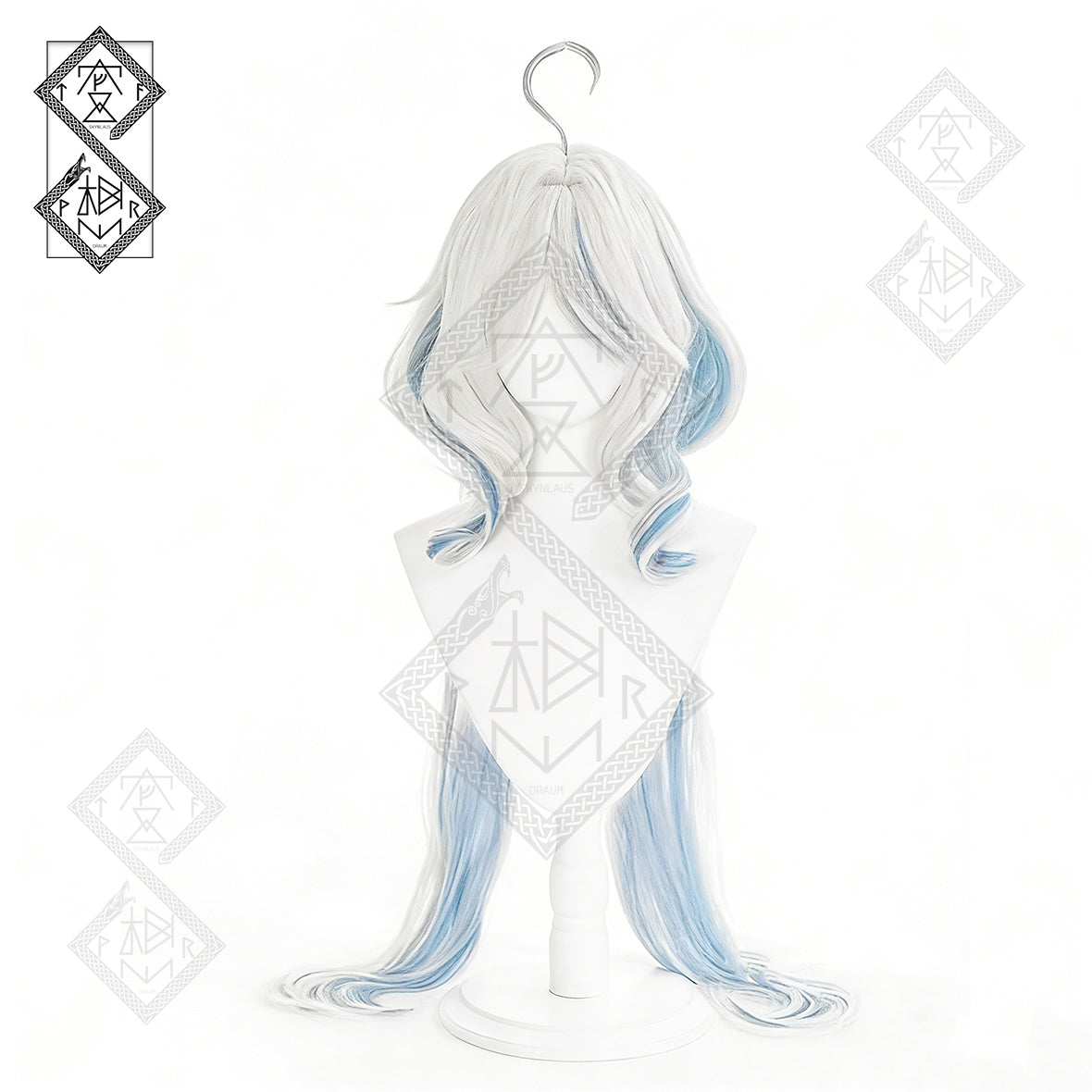 Genshin Impact Furina Cosplay Wig Focalors Hydro Archon Long Blue Gradient Hair Heat Resistant Costume Wig(Style 1 White Wig)