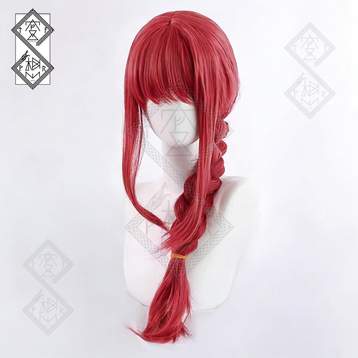 Chainsaw Man Makima Cosplay Wig Long Red Braided Hair Heat Resistant Anime Costume Wig