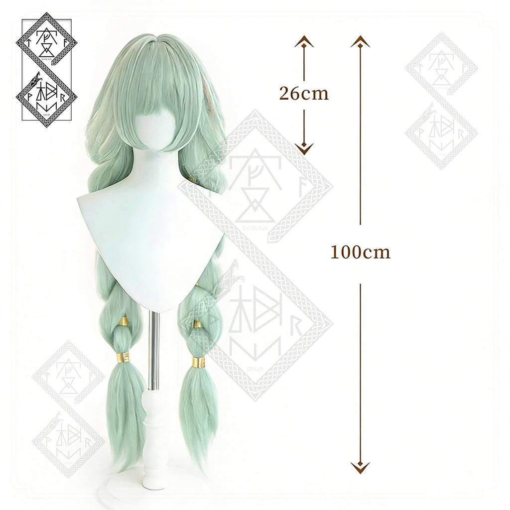 Wuthering Waves Phrolova Cosplay Wig – Middle Part Twin Braids Gradient Synthetic Hair Fluffy Pre-Styled
