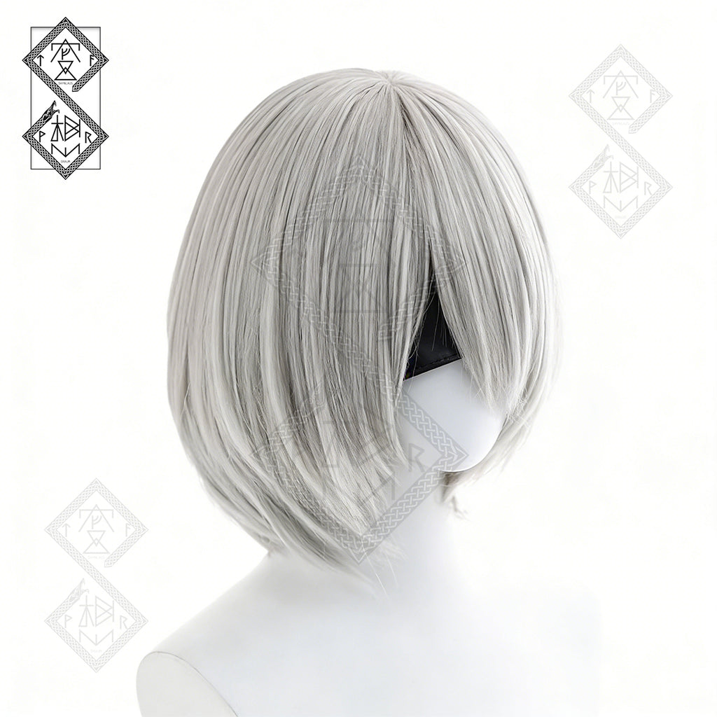 NieR: Automata YoRHa 2B Wig Cosplay Wig Short Silver Anime Hair Styled Wig