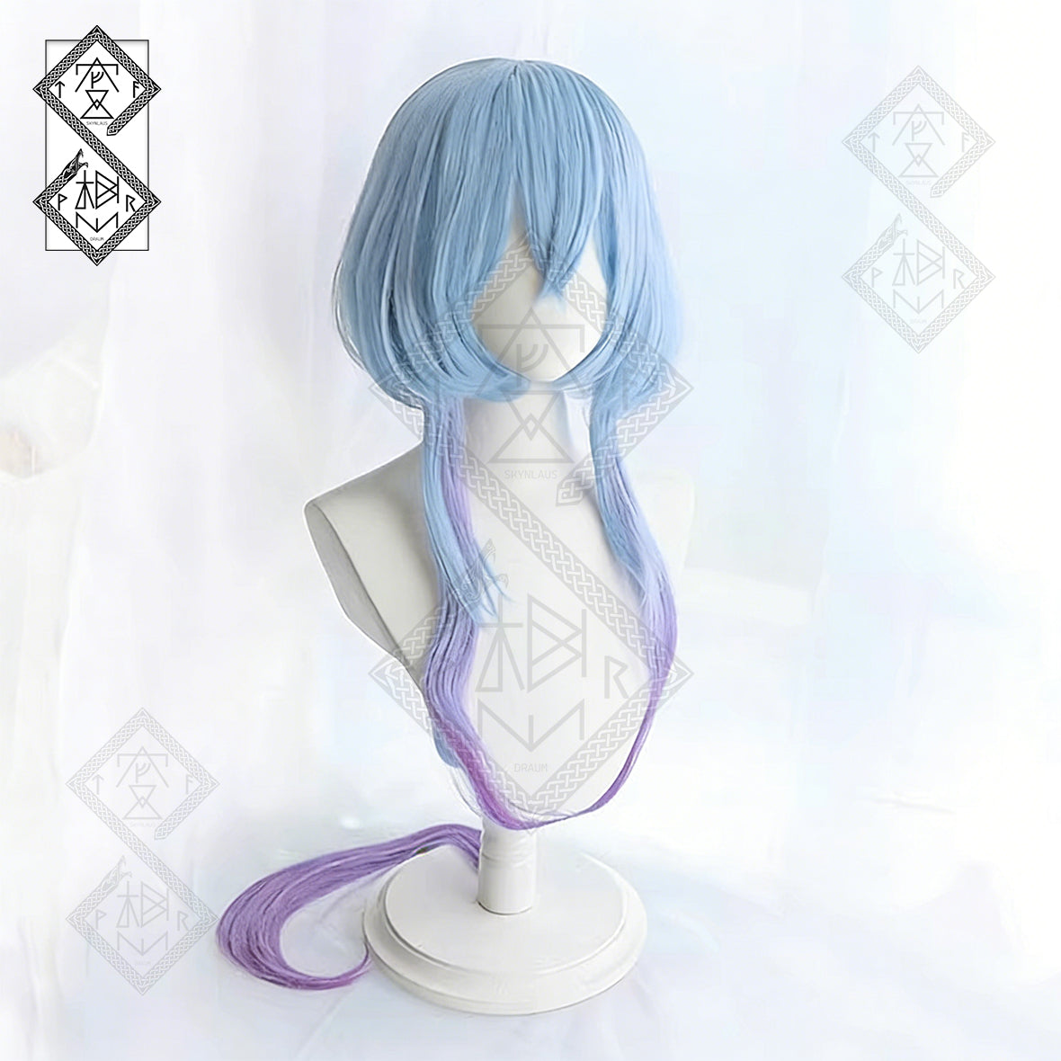 Arknights Mizuki Cosplay Wig Gradient Blue Purple Anime Wig Heat Resistant Synthetic Hair for Costume Party Halloween