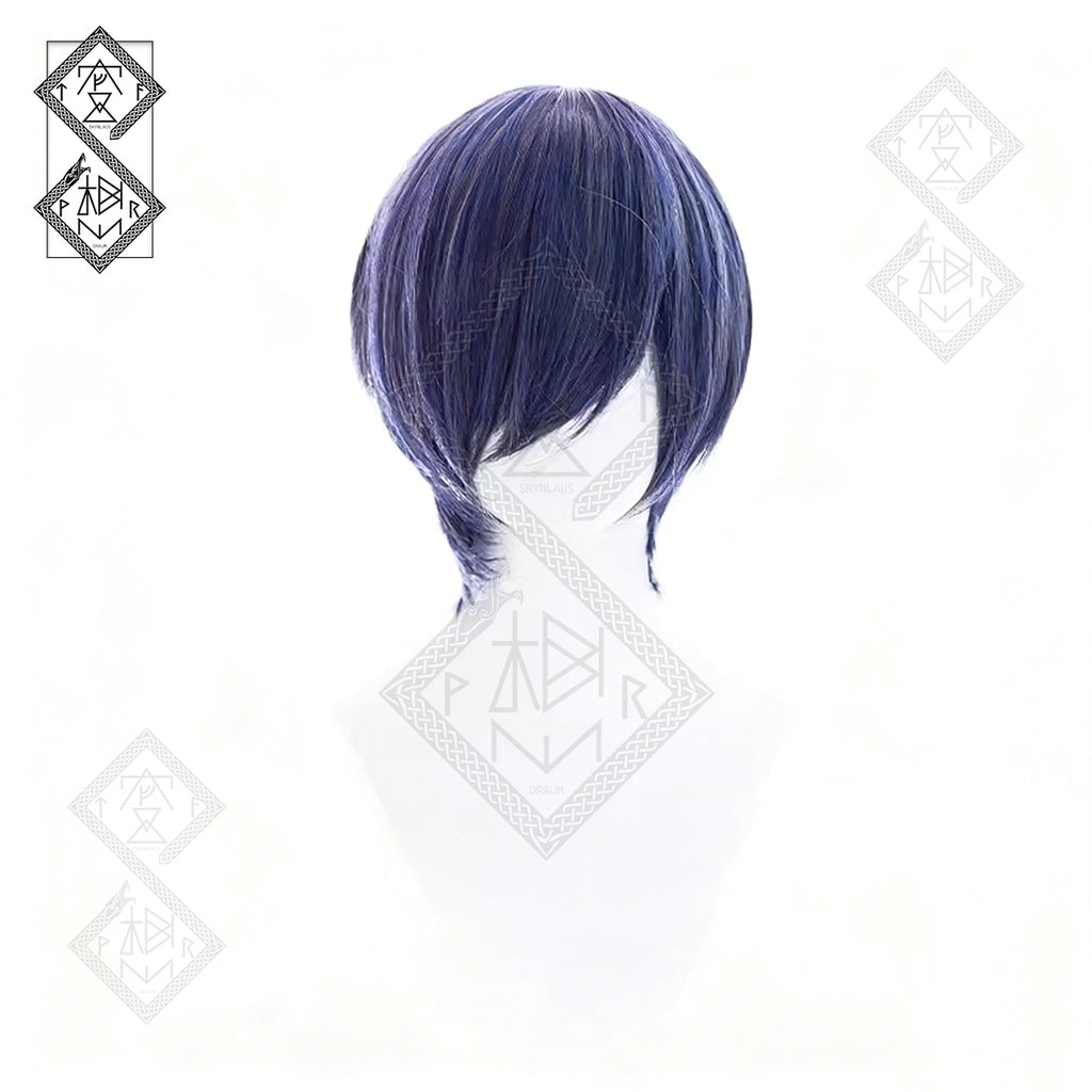 Black Butler Ciel Phantomhive Cosplay Wig Mixed Fiber Short Blue Anime Wig Crossplay Costume Hair(Ver.2 Short Hair)