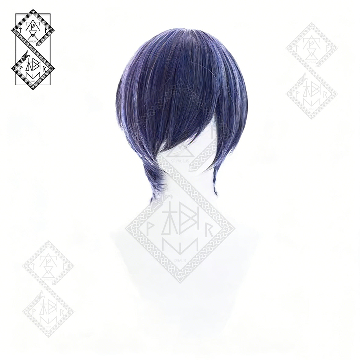 Black Butler Ciel Phantomhive Cosplay Wig Mixed Fiber Short Blue Anime Wig Crossplay Costume Hair(Ver.2 Short Hair)