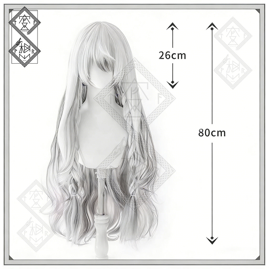 Arknights Pramanix Cosplay Wig Snow Leopard Ears White Long Wig Anime Costume Hair with Fur Ears Set