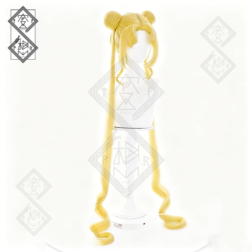 Sailor Moon Usagi Tsukino Cosplay Wig Princess Serenity Blonde Twin Tail Anime Wig Heat Resistant Synthetic Hair