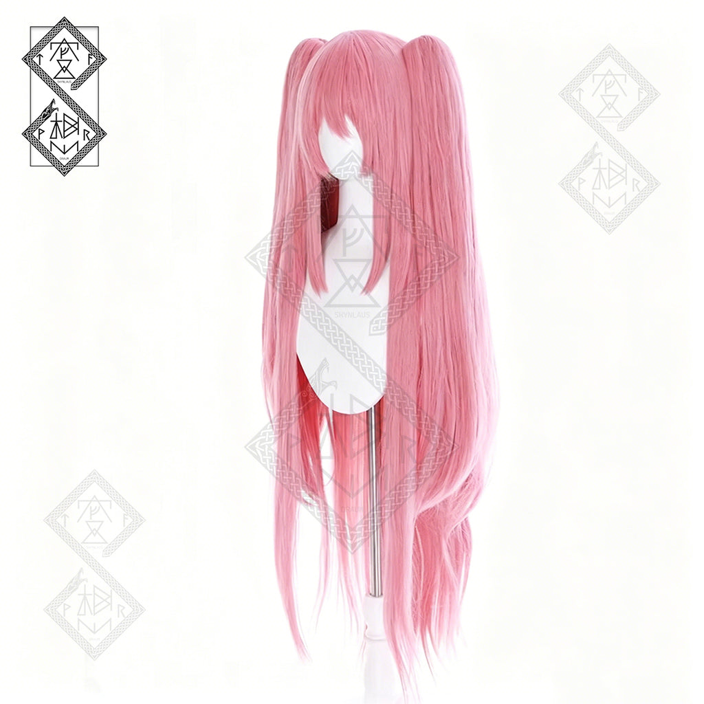 Krul Tepes Cosplay Wig Seraph of the End Twin Ponytail Pink Wig Claw Clip Anime Costume Hair Heat Resistant Synthetic