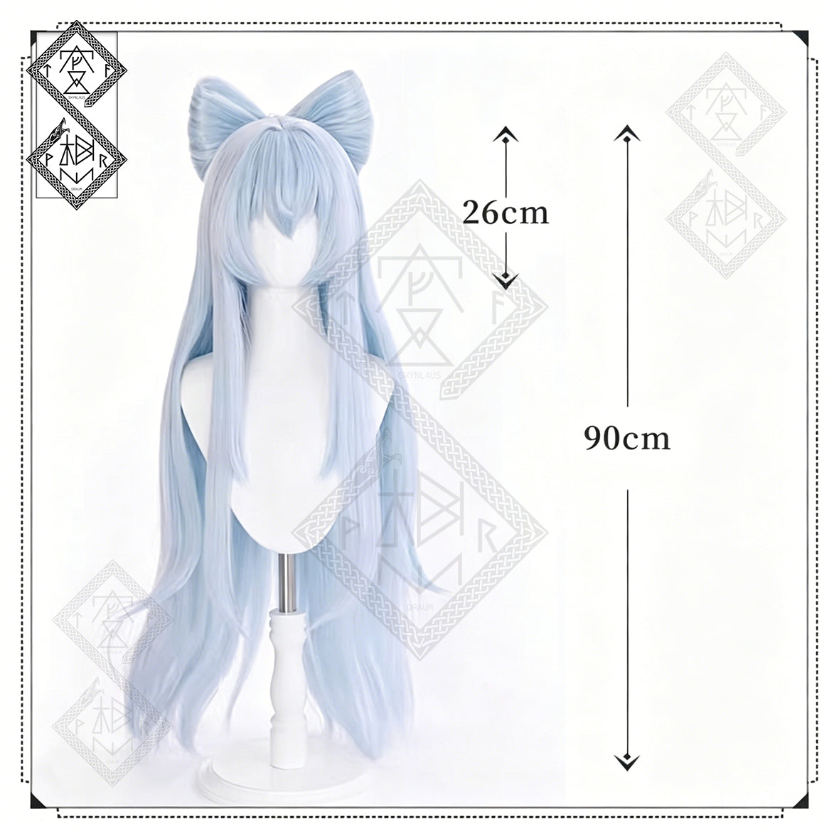 Genshin Impact Yumemizuki Mizuki Cosplay Wig with Detachable Bow Bun – Heat Resistant Anime Wig for Halloween Party & Costume