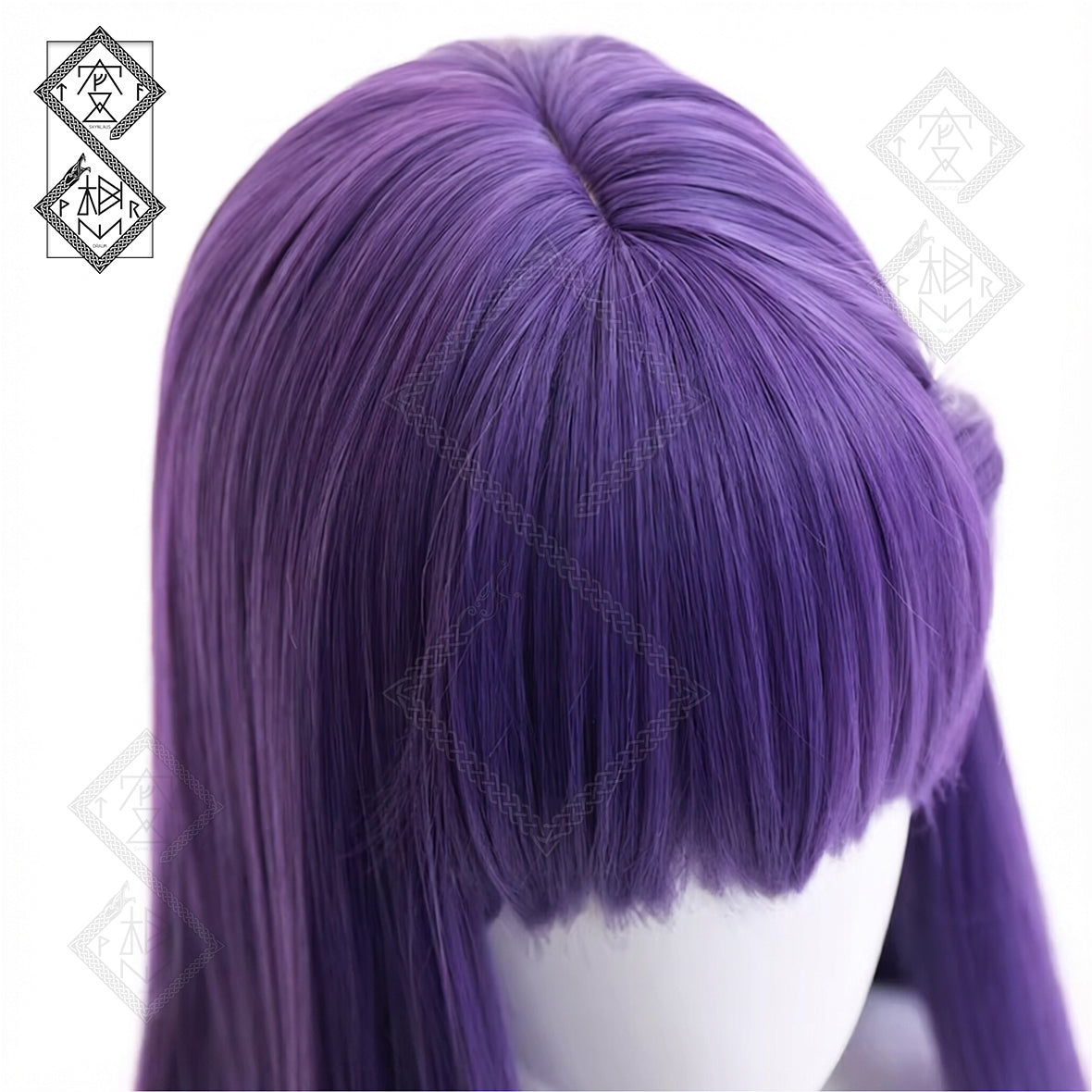 Fate Stay Night Sakura Matou Cosplay Wig Long Purple Hair Pre-Tied Ribbon Heat Resistant Synthetic Anime Wig for Halloween Costume