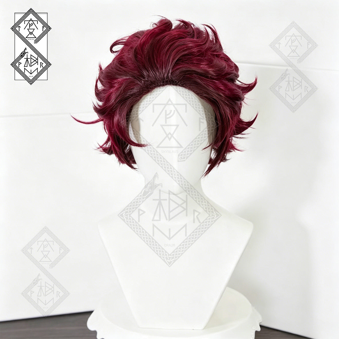 Demon Slayer Tanjiro Kamado Cosplay Wig Pre-Styled Heat Resistant Anime Wig for Halloween Costume