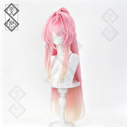 Aemeath Inspired Cosplay Wig from Wuthering Waves – 3 Layer Gradient Ponytail Wig, Heat Resistant Synthetic Anime Wig for Women Halloween Costume