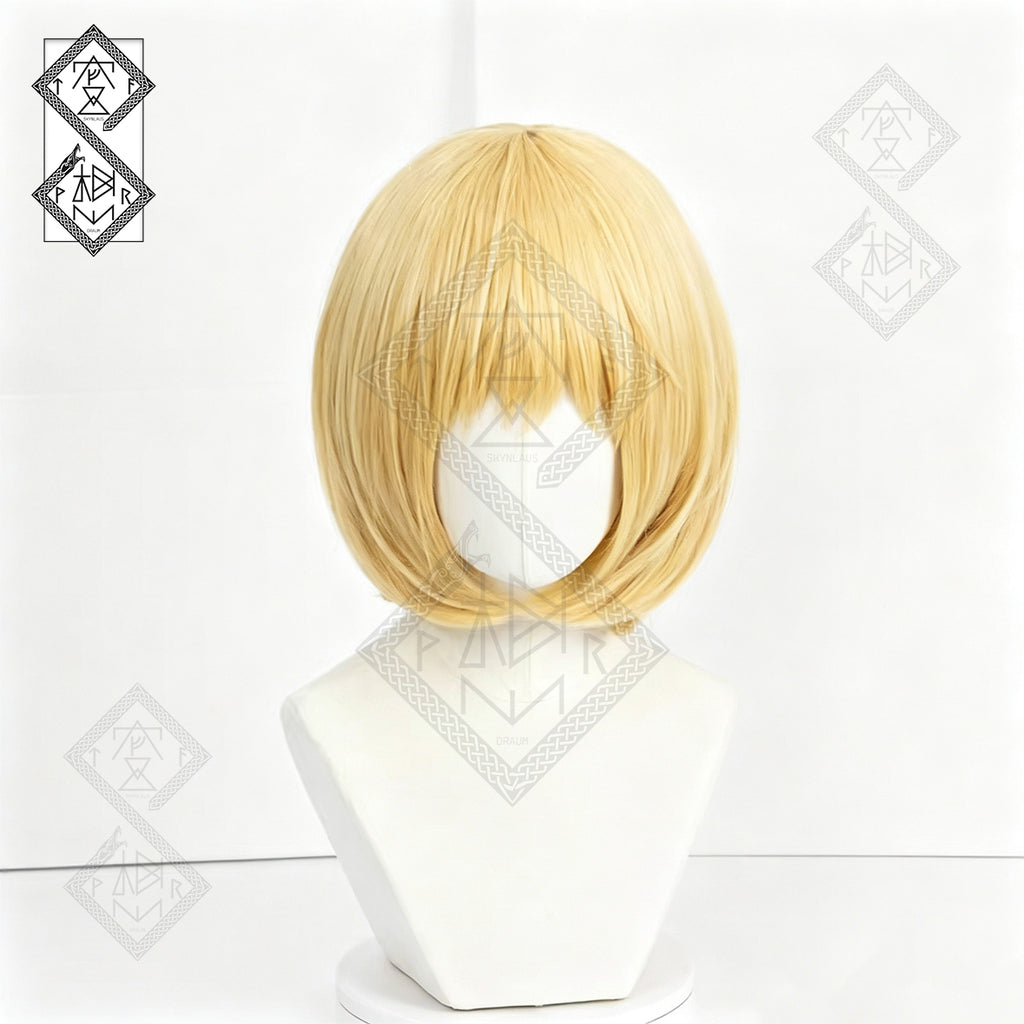 Attack on Titan Armin Arlert Cosplay Wig Short Blonde Anime Wig Heat Resistant Synthetic for Halloween Costume
