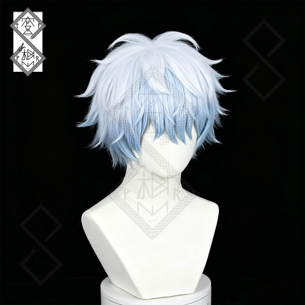 Gintoki Sakata Cosplay Wig White Blue Gradient Anime Wig Heat Resistant Synthetic Hair for Halloween Party Gintama Cosplay