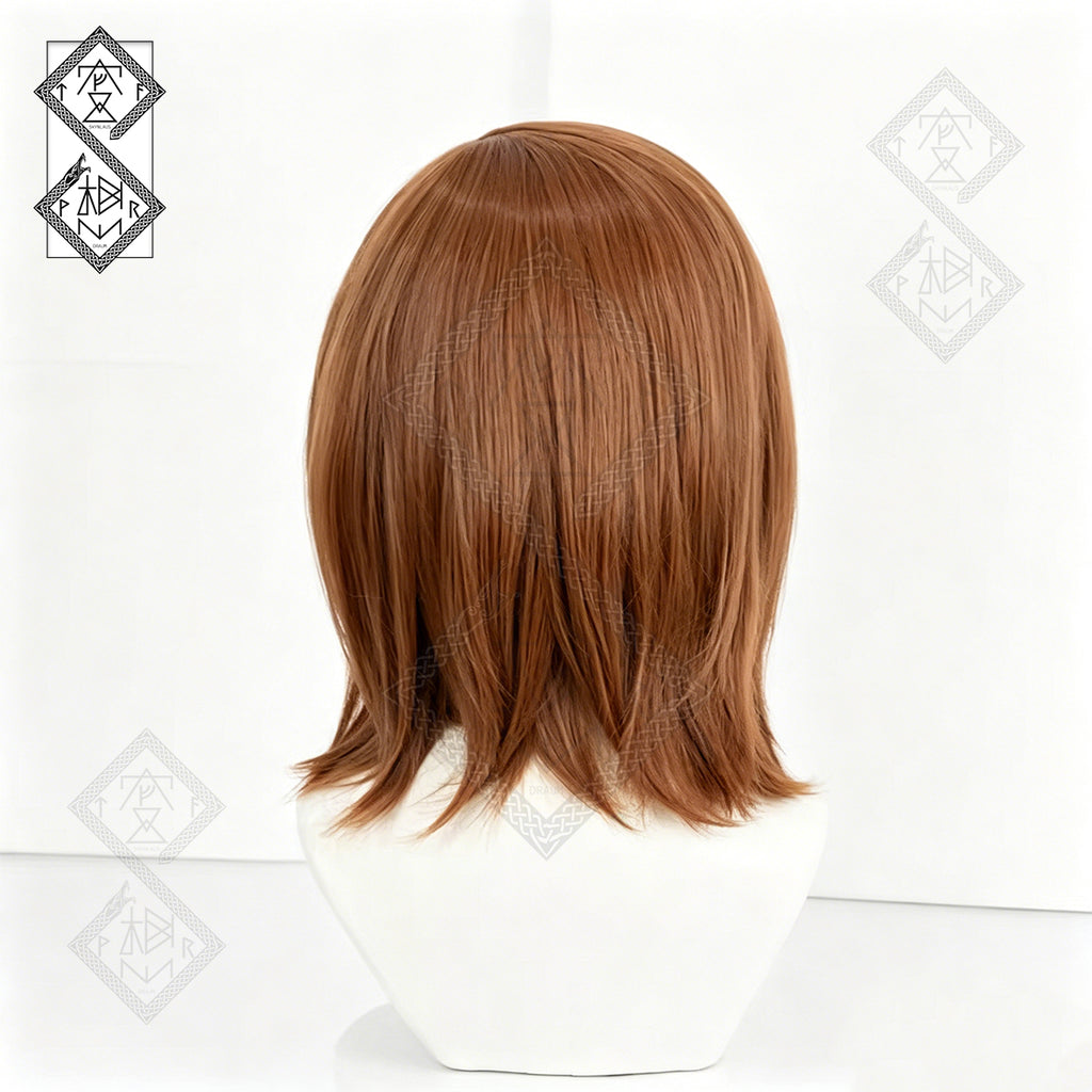 Misaka Mikoto Cosplay Wig – A Certain Scientific Railgun Anime Wig, Short Brown Hair with Side Ponytail, Heat Resistant Synthetic Wig