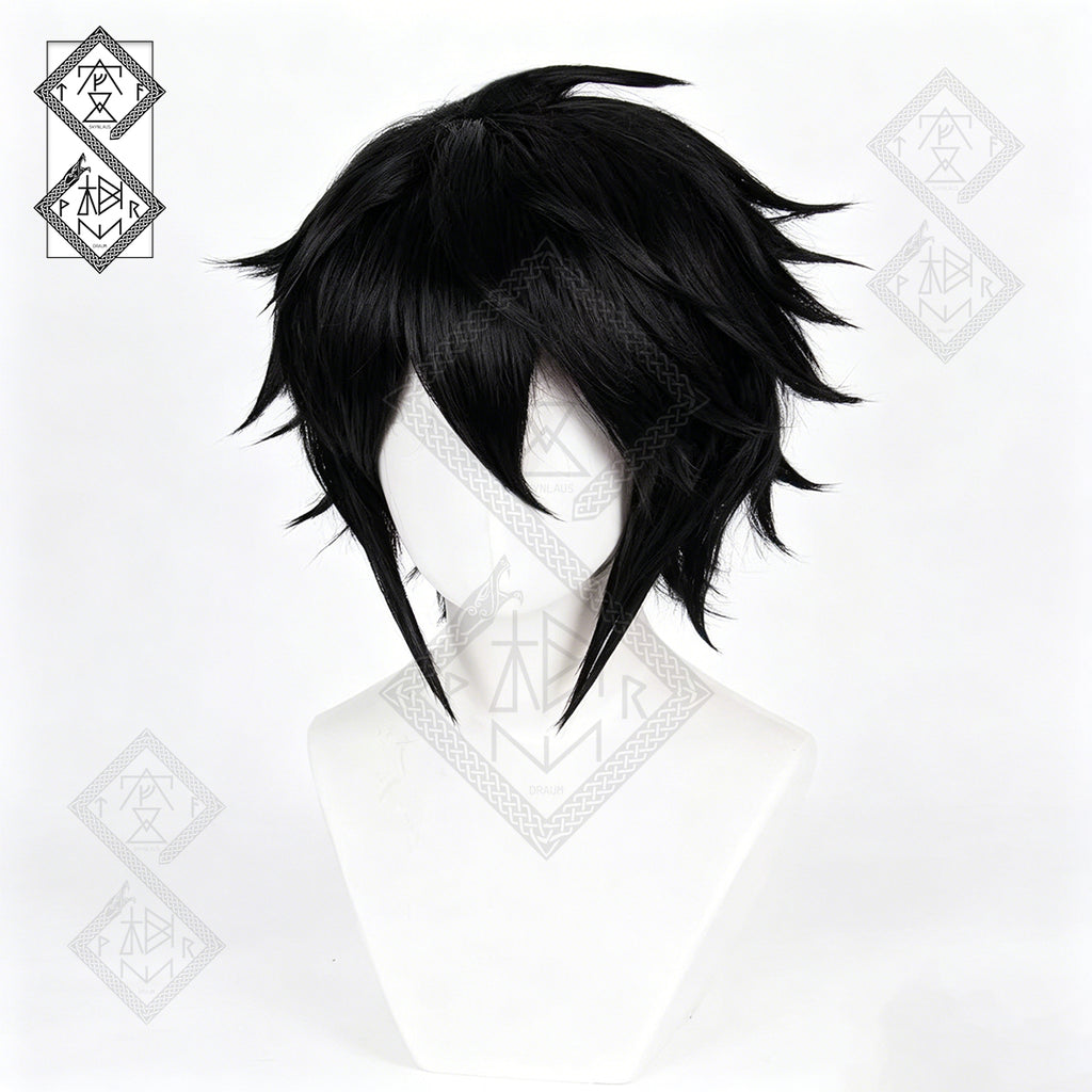 L Lawliet Cosplay Wig Death Note Messy Black Anime Wig Thickened Heat Resistant Synthetic Hair for Halloween Costume Party