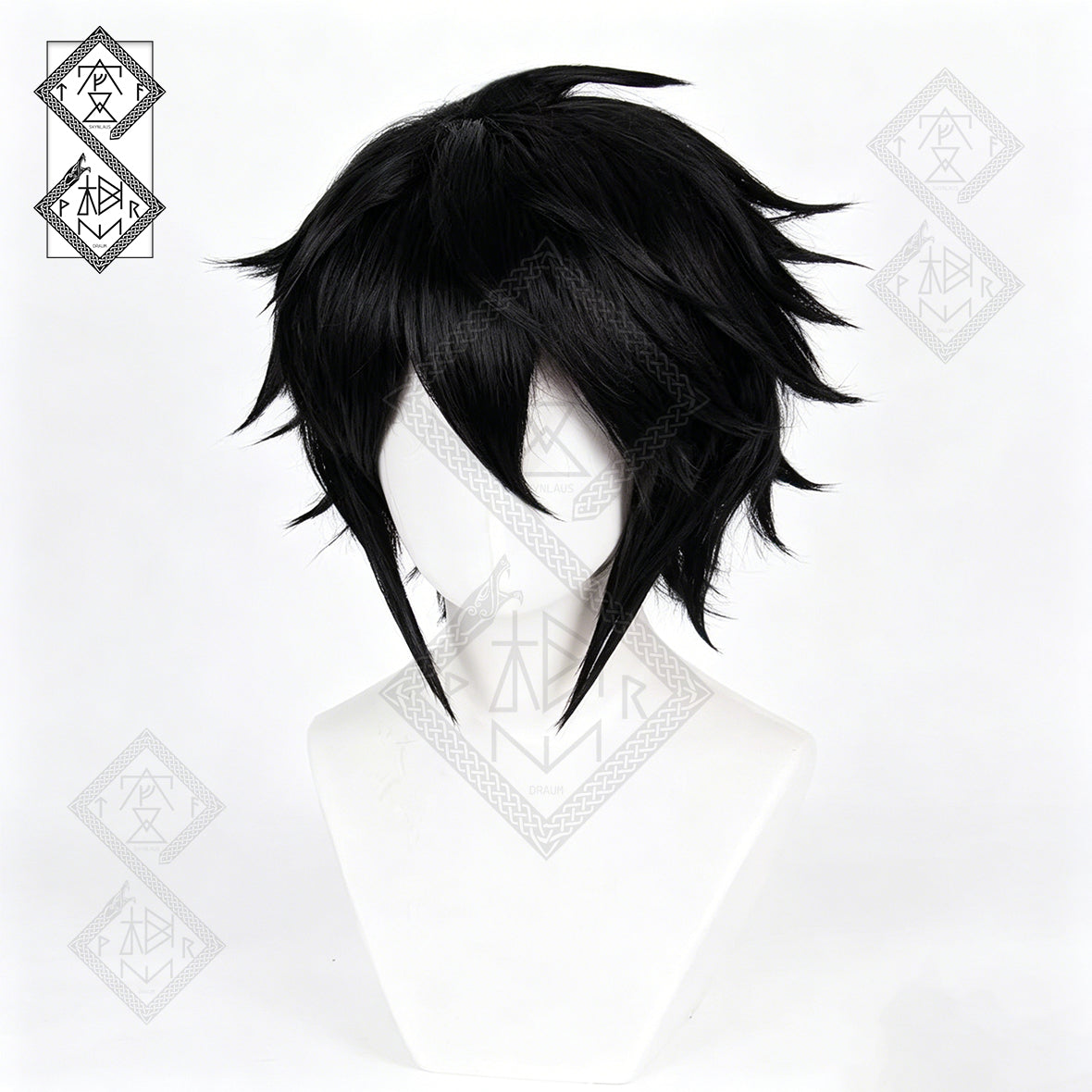 L Lawliet Cosplay Wig Death Note Messy Black Anime Wig Thickened Heat Resistant Synthetic Hair for Halloween Costume Party