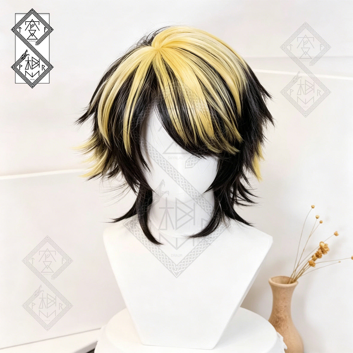 Tokyo Revengers Kazutora Hanemiya Cosplay Wig – Anime Yellow Black Medium Layered Wig for Halloween, Comic Con & Daily Cosplay