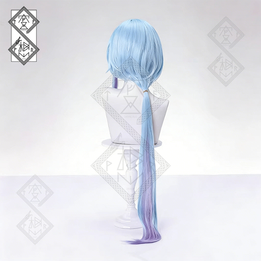 Arknights Mizuki Cosplay Wig – Blue Gradient Low Ponytail, Heat Resistant Synthetic Hair