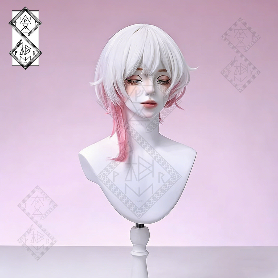 Magical Girl Witch Trials Ema Sakuraba Cosplay Wig – Pink & White Ombre, Realistic Synthetic Wig with Natural Hairline, Heat Resistant