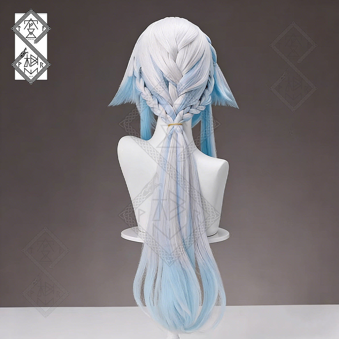 Honkai: Star Rail Cerydra Cosplay Wig – White to Sky Blue Gradient Anime Wig, Heat Resistant Synthetic Hair