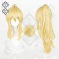 Kaori Miyazono Cosplay Wig Your Lie in April Blonde Curly Anime Wig Heat Resistant Synthetic Hair(Style 2: Ponytail Version)