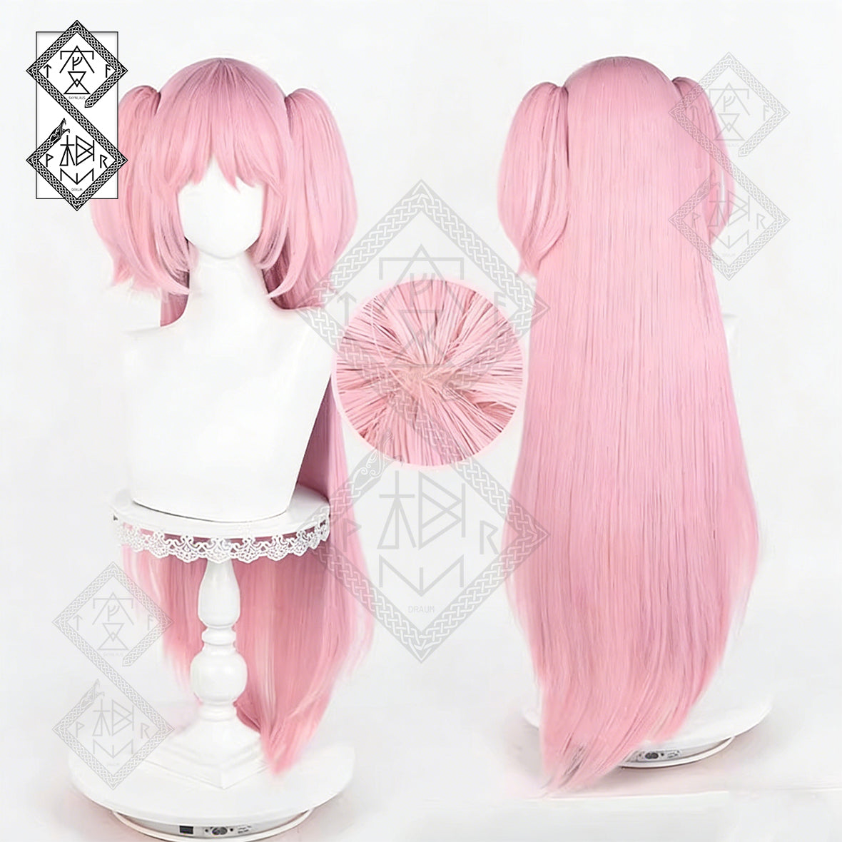 Madoka Kaname Cosplay Wig Puella Magi Madoka Magica Pink Twin Tails Anime Wig Heat Resistant Synthetic Hair(Style 2: Long Hair Version)