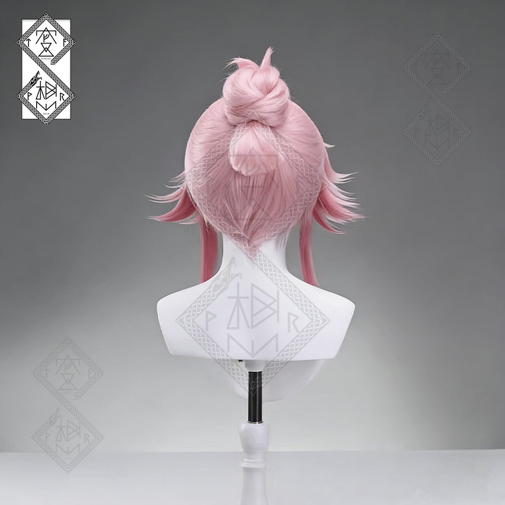 Honkai: Star Rail Evanescia Cosplay Wig – Twofold Paradise Style Fluffy Bun Wig Heat Resistant Synthetic Hair
