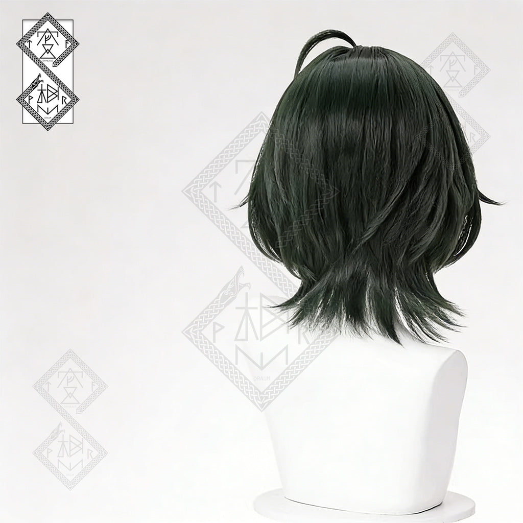 Arknights Endfield Administrator B Cosplay Wig – Short Bob Cut Brown Hair | Anime Cosplay Wig for Women(Green Style)
